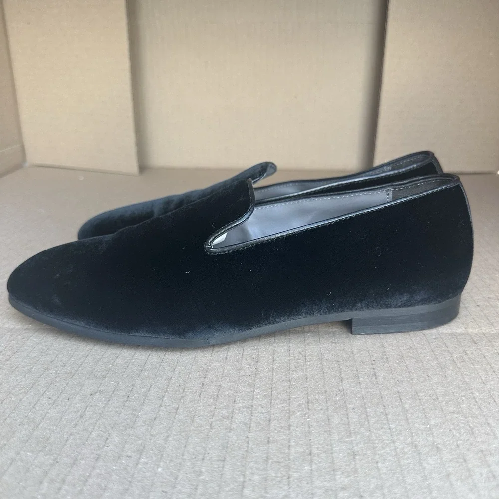To Boot New York Lucca Velvet Loafer Leather Trim Black Men's Size 7.5 Italian